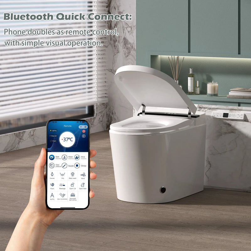 Smart Toilet With Bidet Built-In, Auto Flush, Heated Seat & Warm Air Drying by HouseOfZazla