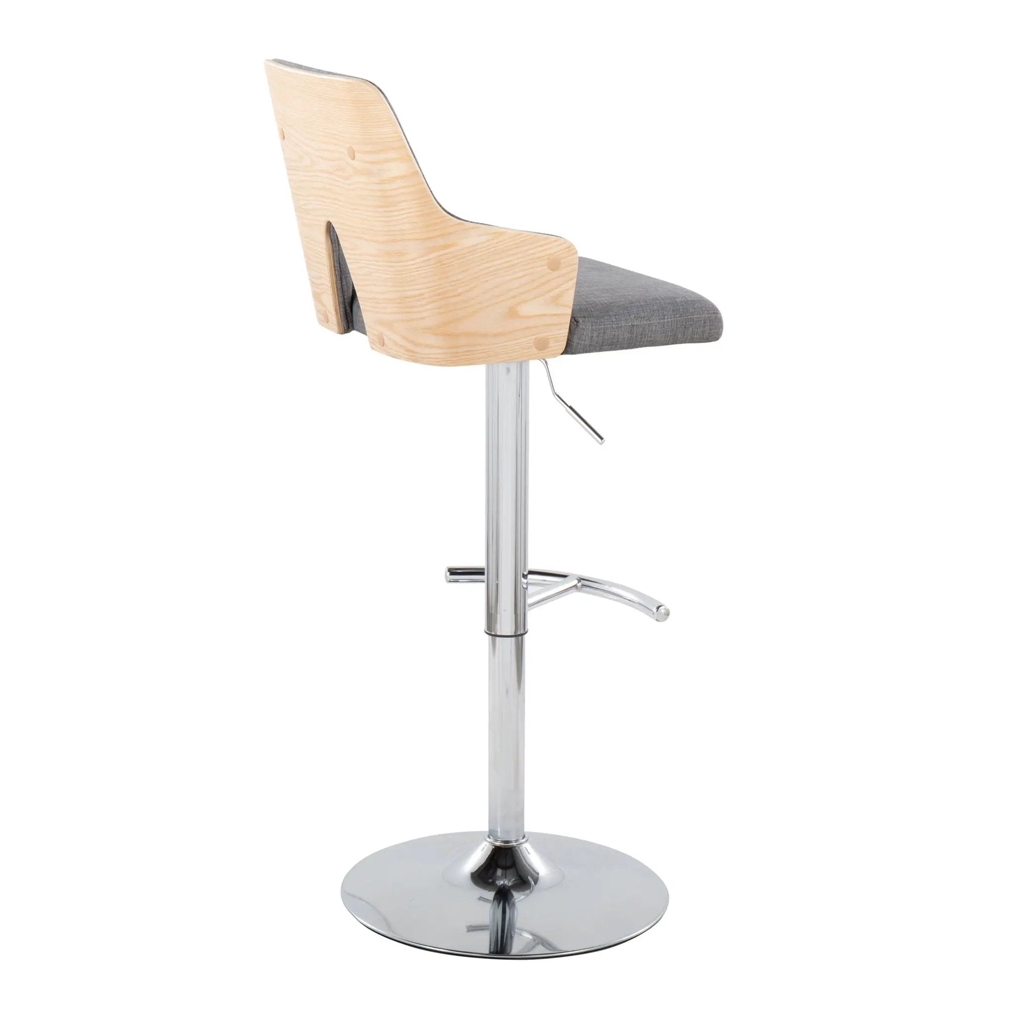 Stella - Contemporary Adjustable Barstool Stool With Swivel & Rounded T Footrest (Set of 2) by Unique Piece Furniture