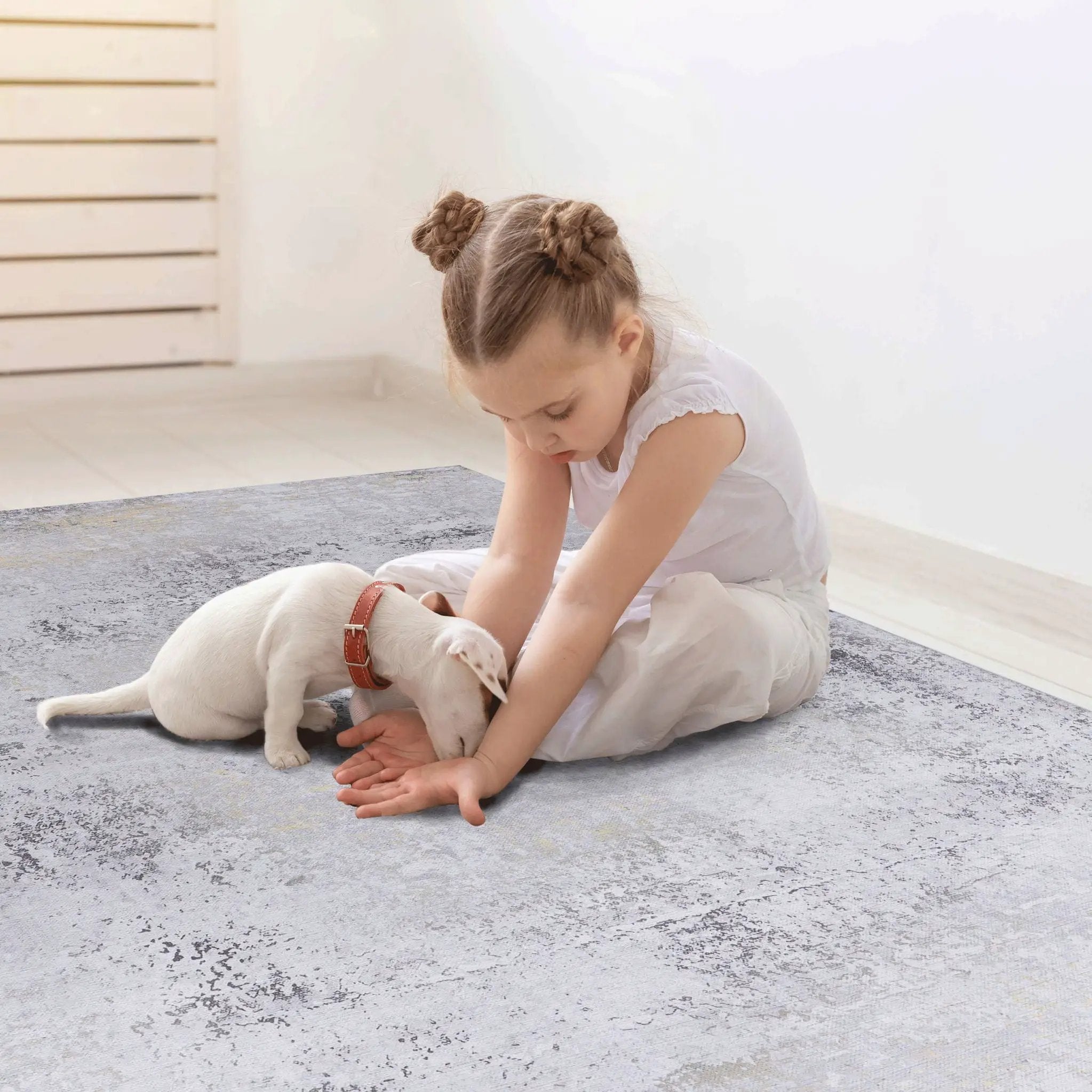 Maval - 8' X 10' Area Rug Washable - Gray / Gold by Unique Piece Furniture