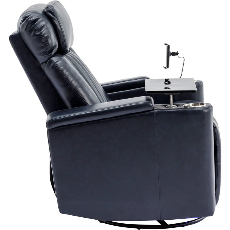270° Power Swivel Recliner Home Theater Chair With Hidden Arm Storage, LED Light, Cup Holder, And Tray Table by HouseOfZazla