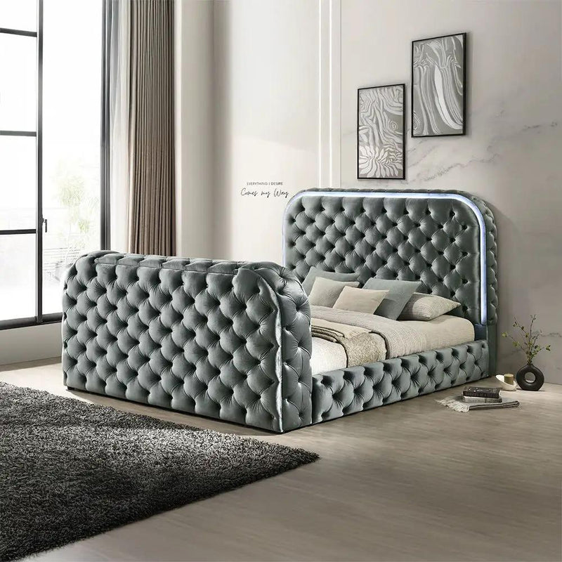 Kana - Bed With LED, Fireplace & TV Stand by Unique Piece Furniture