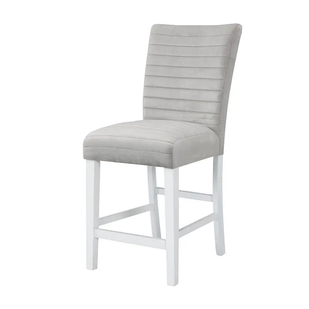 Elizaveta - Counter Height Chair (Set of 2) - Gray Velvet &White High Gloss by Unique Piece Furniture