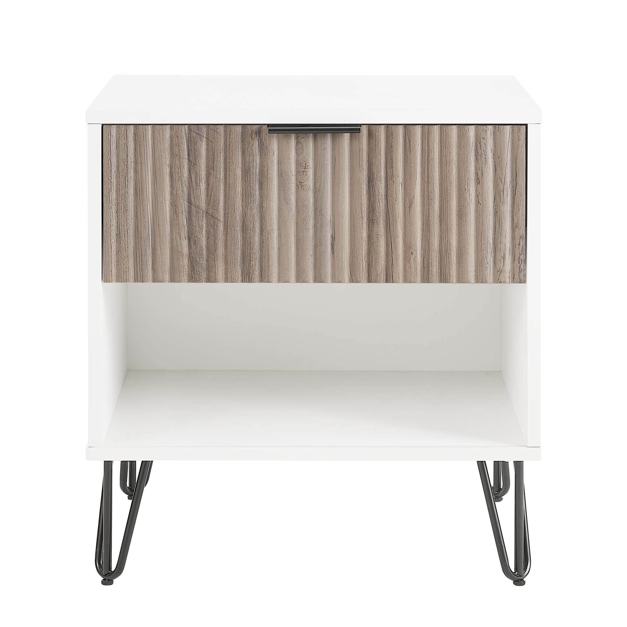 Dumbo - Fluted Nightstand With 1 Drawer - Gray / White by HouseOfZazla