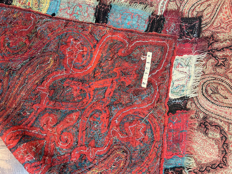 Antique Indian Kashmiri Shawl, Needlework, Signed By Masterweaver, Handmade, Rare by Jewel Rugs