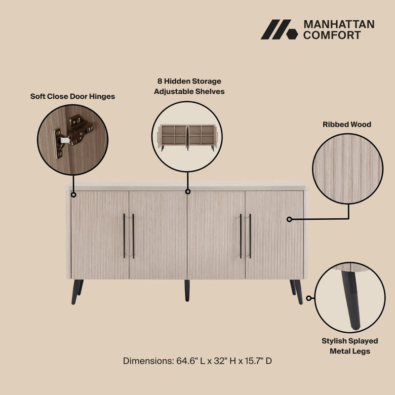 Jodie - Fluted Sideboard - Oak by HouseOfZazla