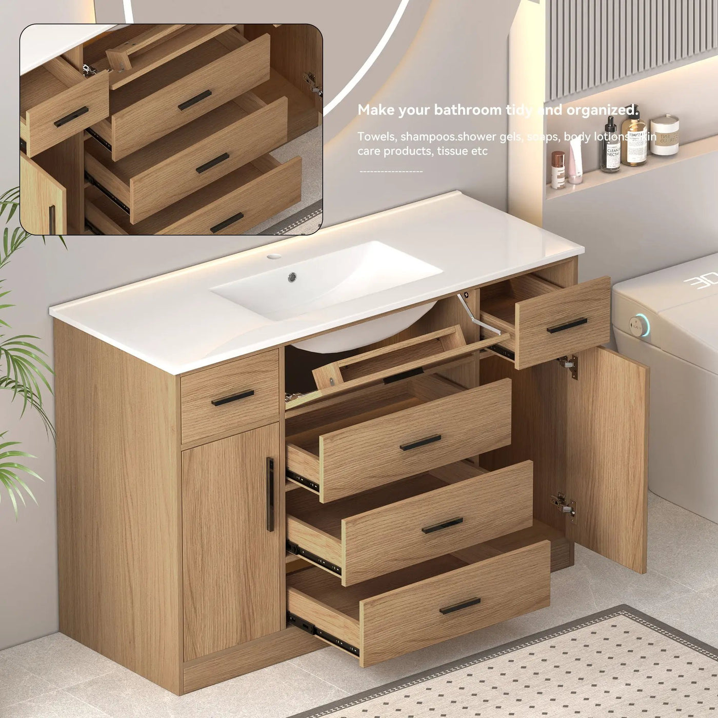 Bathroom Vanity With Abundant Storage 2 Soft Close Doors And 6 Drawers by Unique Piece Furniture