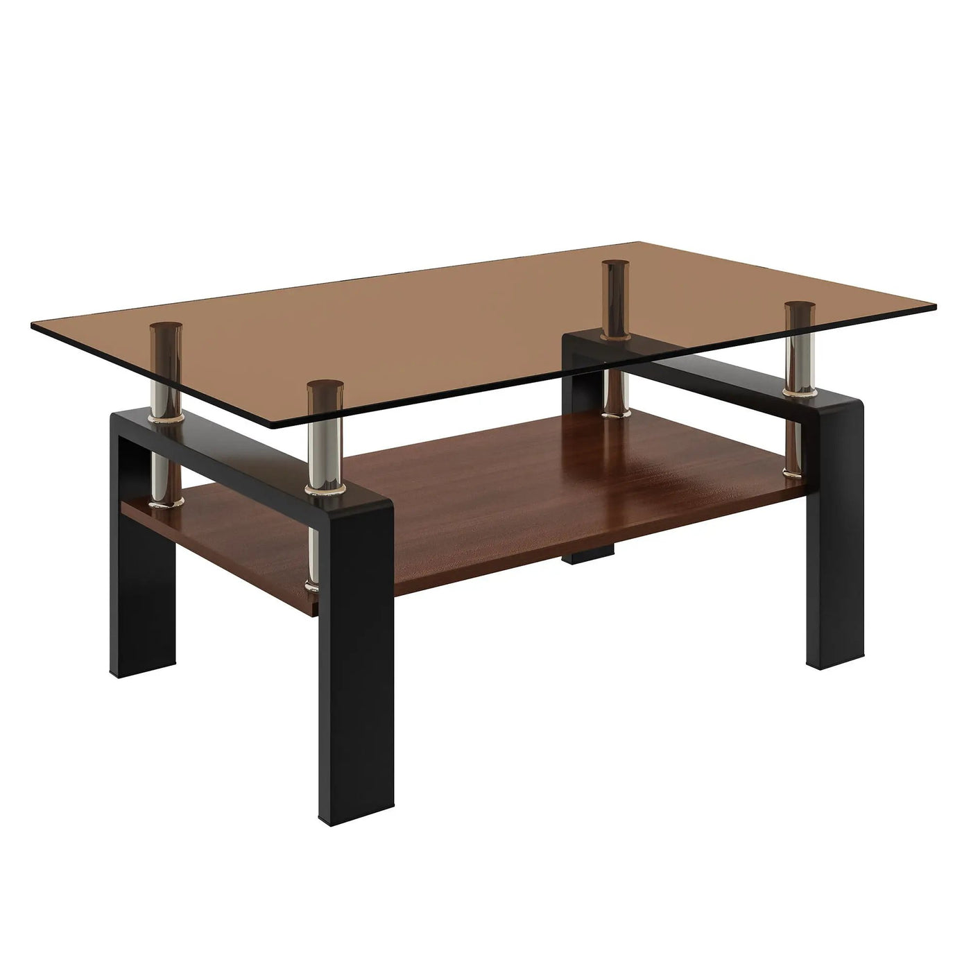 Modern Rectangular Coffee Table With Tempered Glass Top by HouseOfZazla