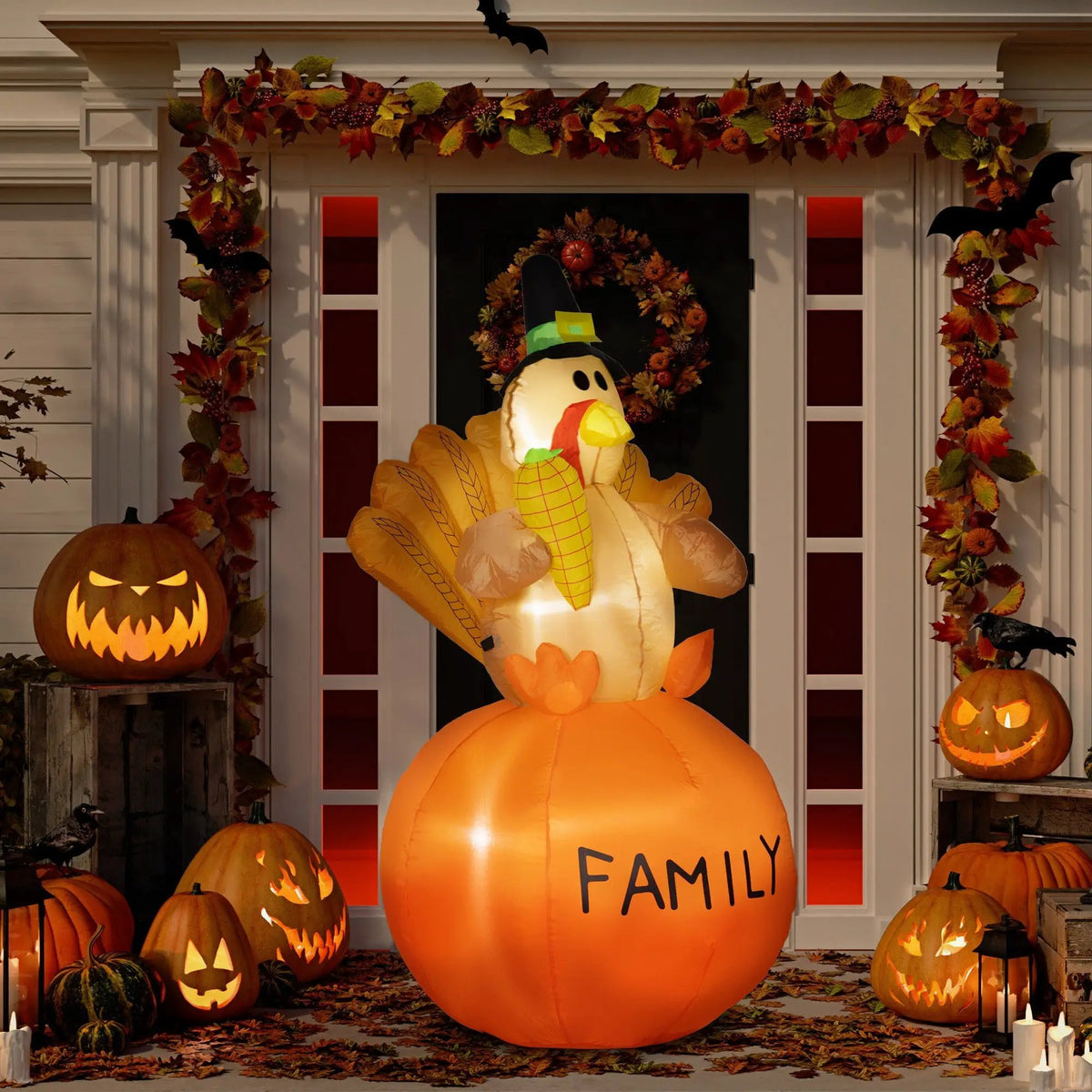 Homcom 4.9ft Inflatable Thanksgiving Decoration Turkey by HouseOfZazla