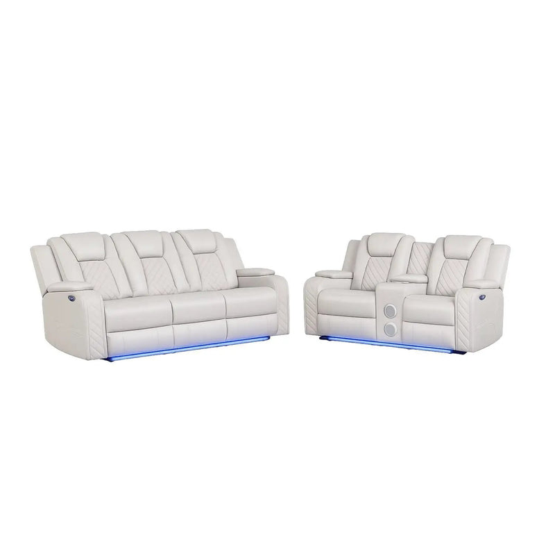 Benz - Power Recliner Set With LED Lighting And USB Charging by HouseOfZazla