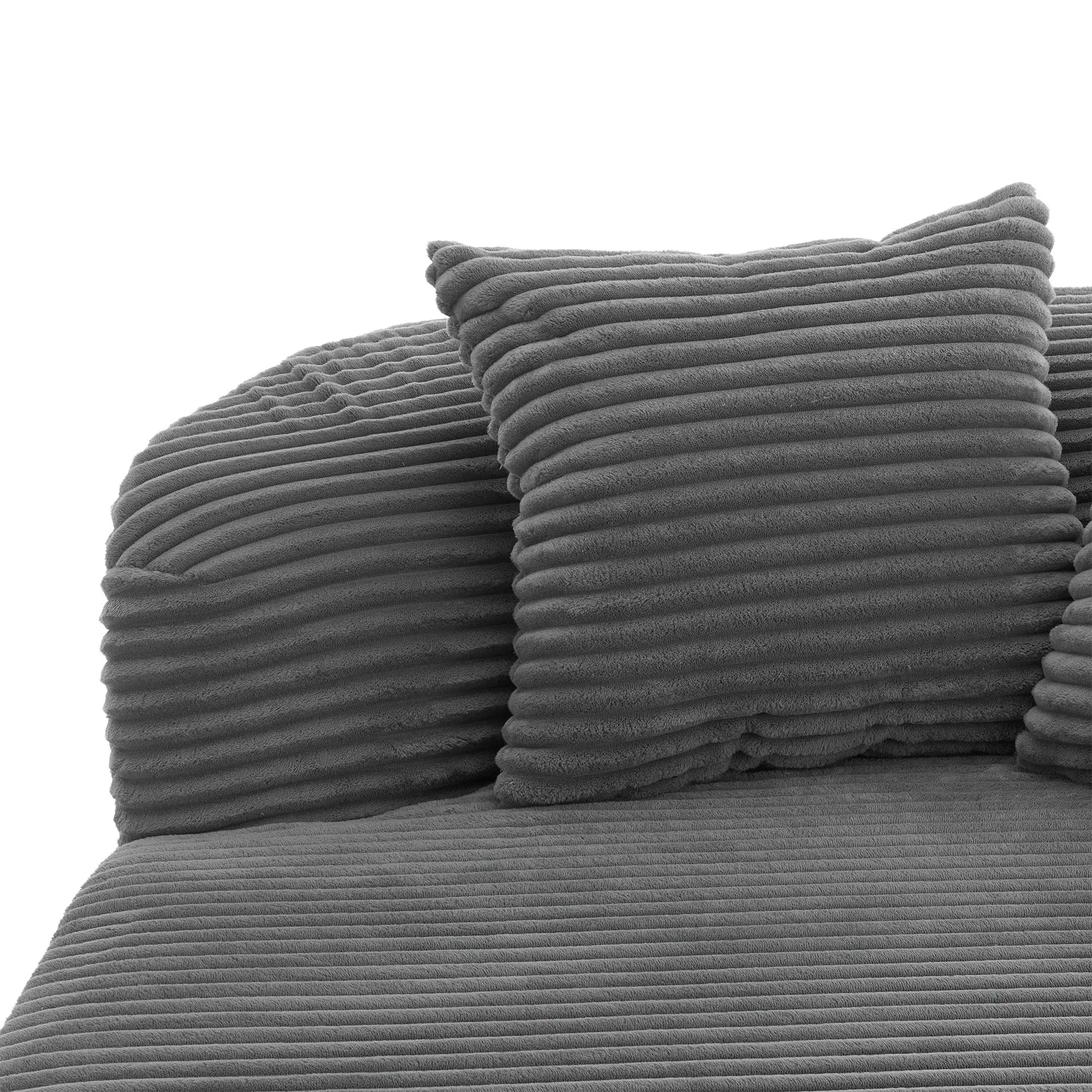 Modern Chaise Lounge Sofa Boneless Couch With Supportive Pillows