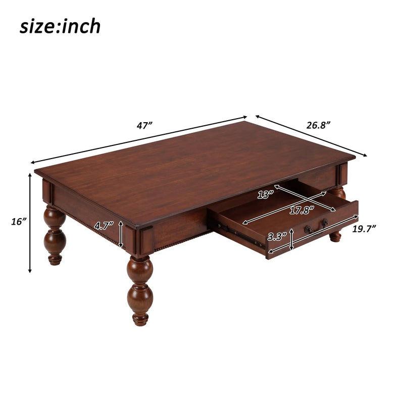 Rectangular Wooden Coffee Table with Storage Drawer by HouseOfZazla