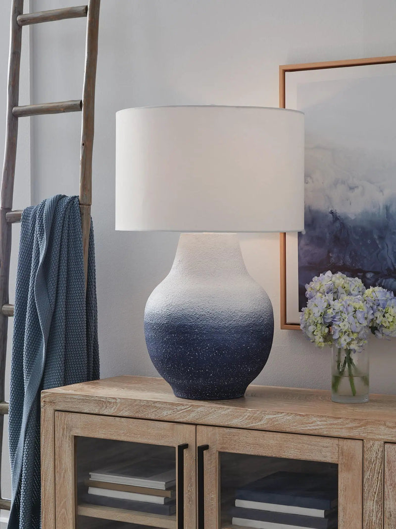 Dashland - Metal Table Lamp - White / Navy by Unique Piece Furniture