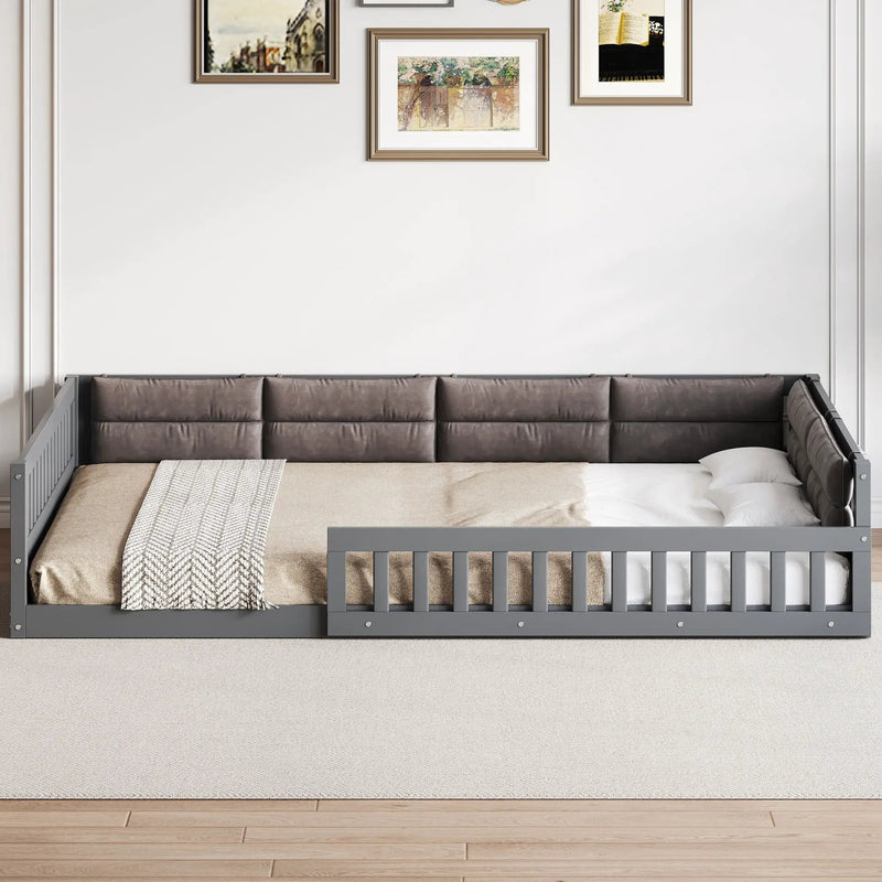 Upholstered Platform Bed With Guardrail And Pillow by Unique Piece Furniture