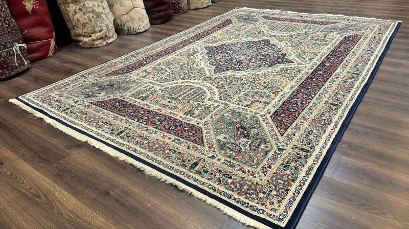 Persian Rug 8x11, Belgium Power Loomed Rug, Kirman Lavar Floral Design, Vintage Rug by Jewel Rugs