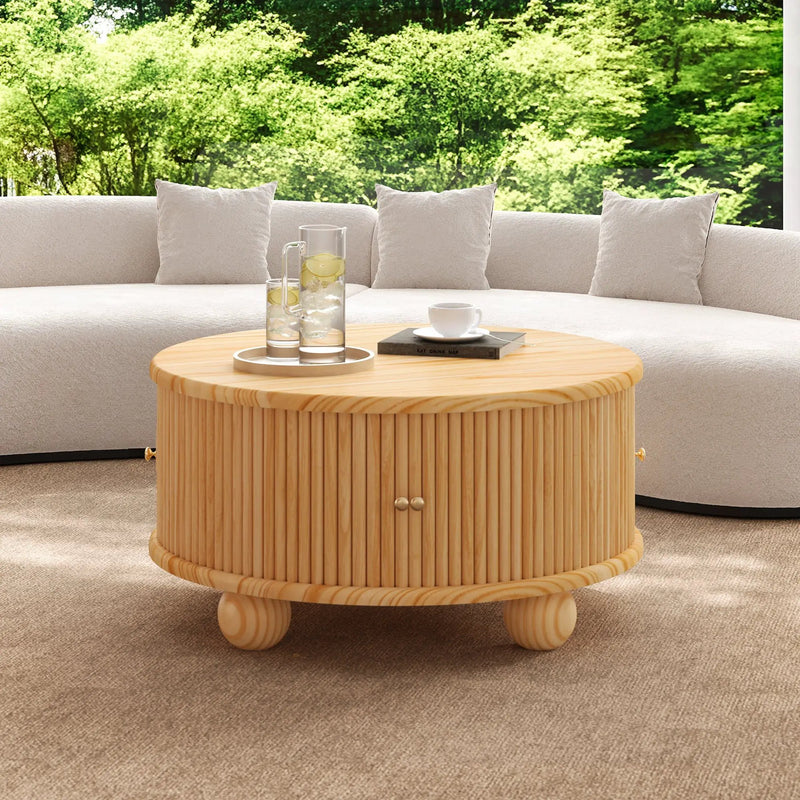 Round Fluted Coffee Table with Storage by HouseOfZazla