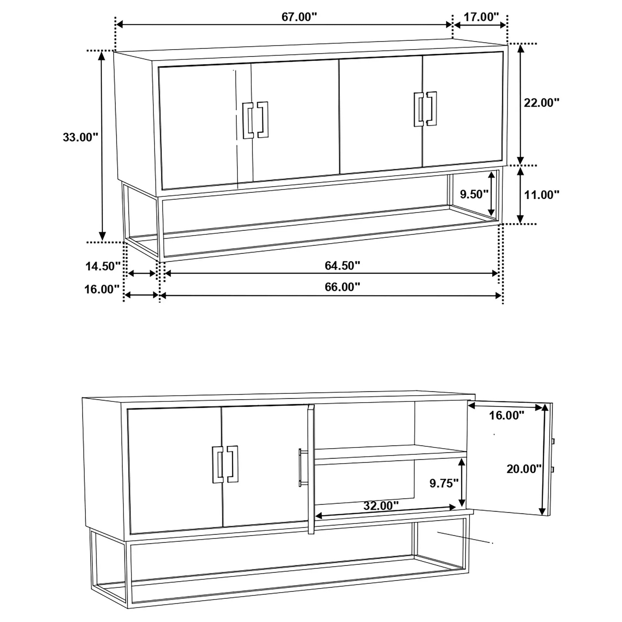 Washoe - 4 Door Accent Cabinet - Walnut by HouseOfZazla