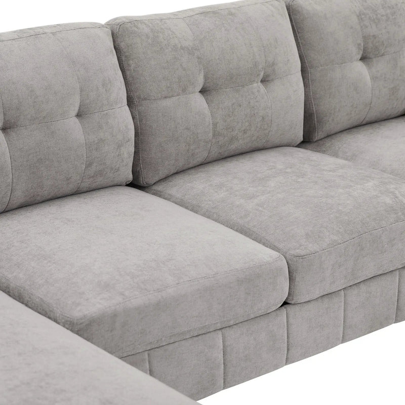U-Shaped Sectional Sofa 103.5" Fabric Couch With Dual Chaise Lounges, Storage Pockets, Armrest Pillows by HouseOfZazla