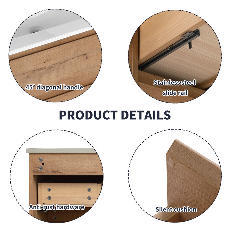 30" Wall Mount Bathroom Vanity with Soft Close Drawer (Without Basin) by HouseOfZazla