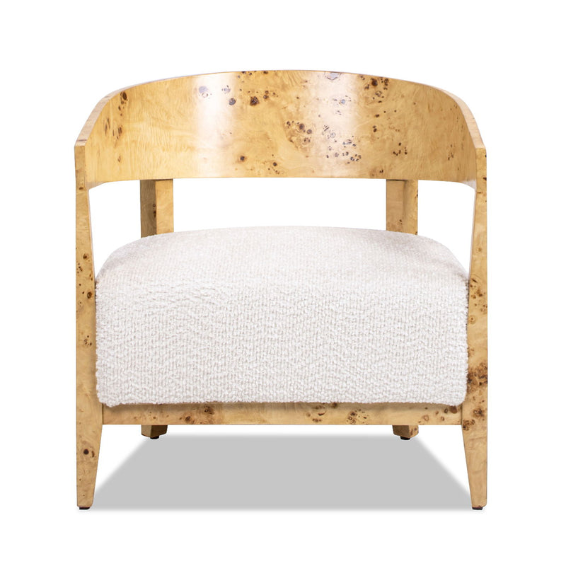 Madrid - Burl Barrel Accent Arm Chair - Seashell White by HouseOfZazla