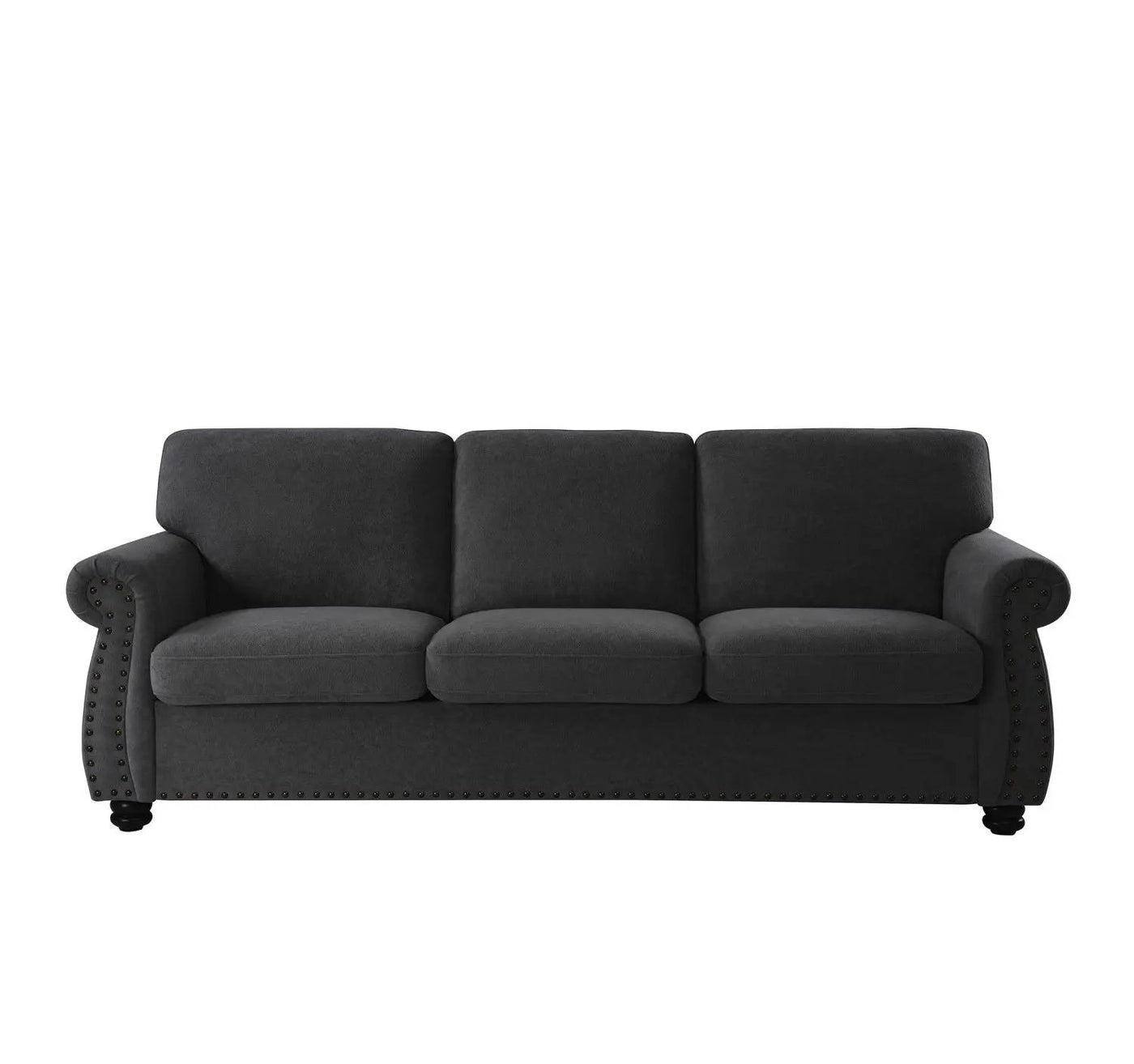 Soft Sofa, Upholstered 3 Seater Couch With High Density Foam, Loose Back Cushions And Turned Legs by Unique Piece Furniture