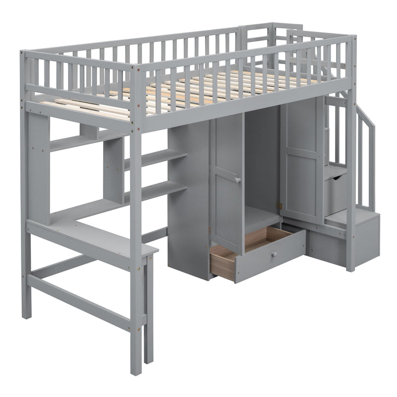Loft Bed With Bookshelf, Drawers, Desk, And Wardrobe by HouseOfZazla