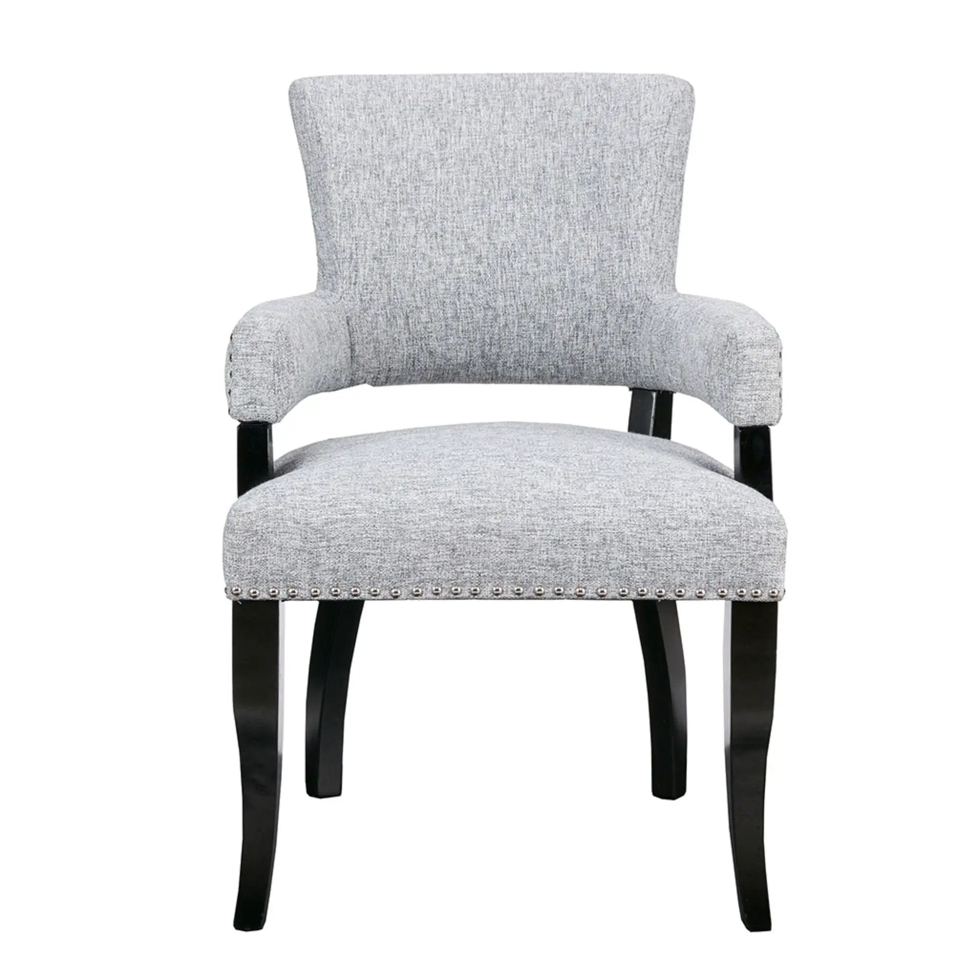 Elegant Arm Dining Chair With Brass Nail Head Detailing by Unique Piece Furniture