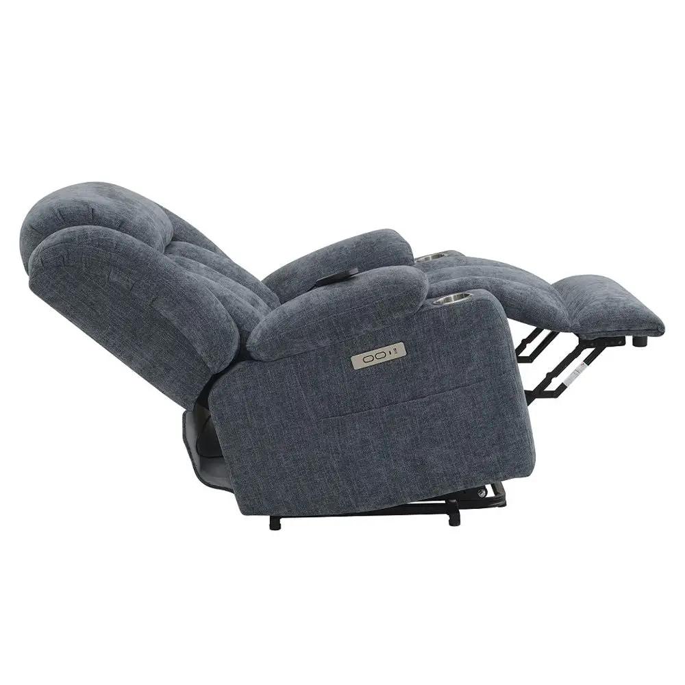 Omarion - Power Recliner With Lift, Heating & Massage - Blue Chenille by Unique Piece Furniture