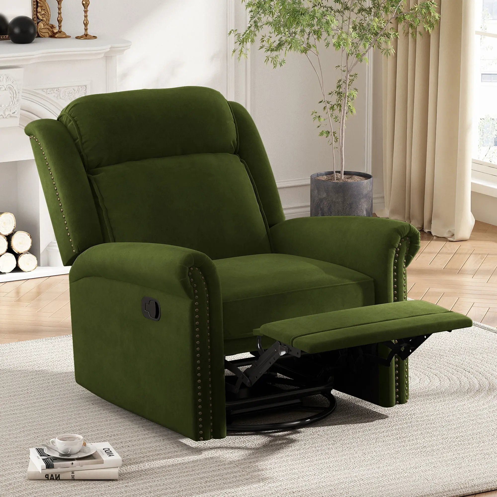 360 Degrees Swivel Manual Rocking Recliner with Adjustable Backrest by HouseOfZazla