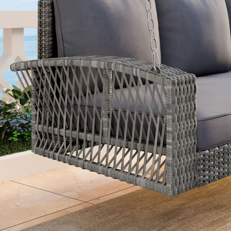 3 Person Large Patio Swing Bench With Cushions For Backyard by Unique Piece Furniture