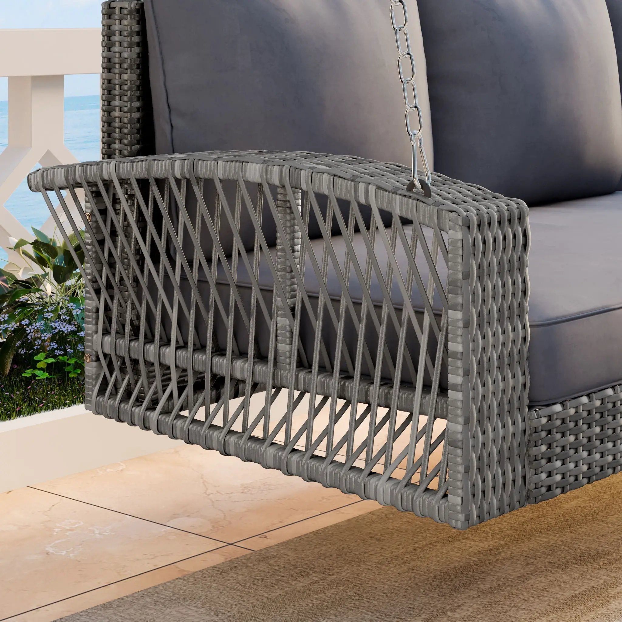 3 Person Large Patio Swing Bench With Cushions For Backyard by HouseOfZazla