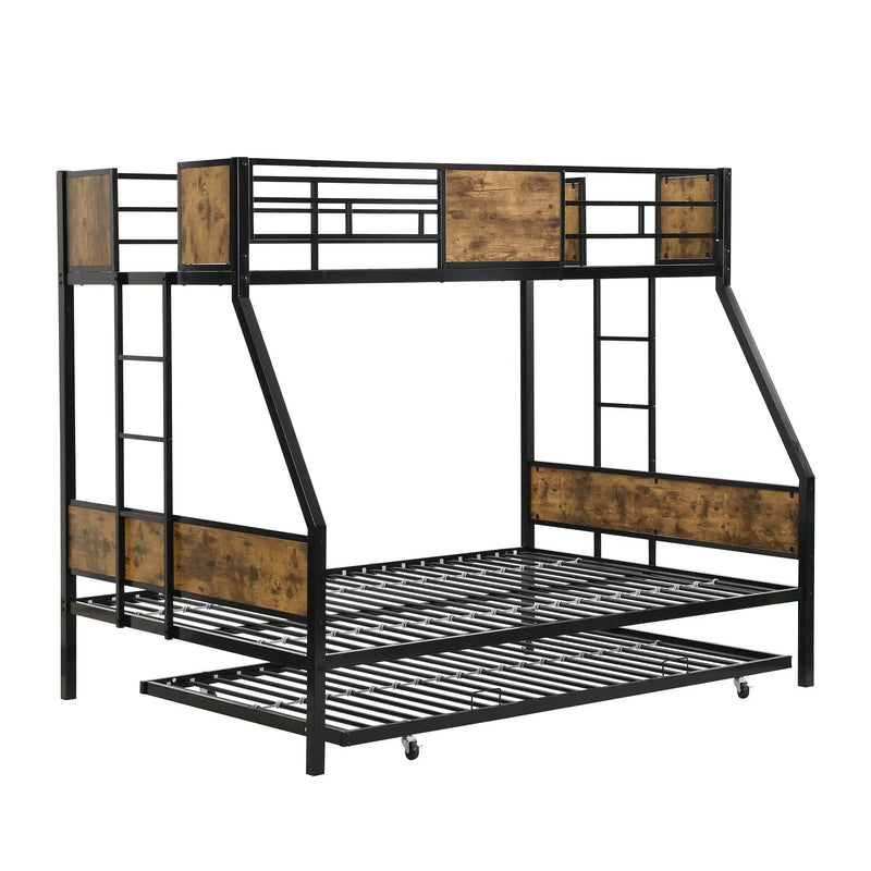 Modern Metal Bunk Bed With Side Ladders And Guardrail by Unique Piece Furniture