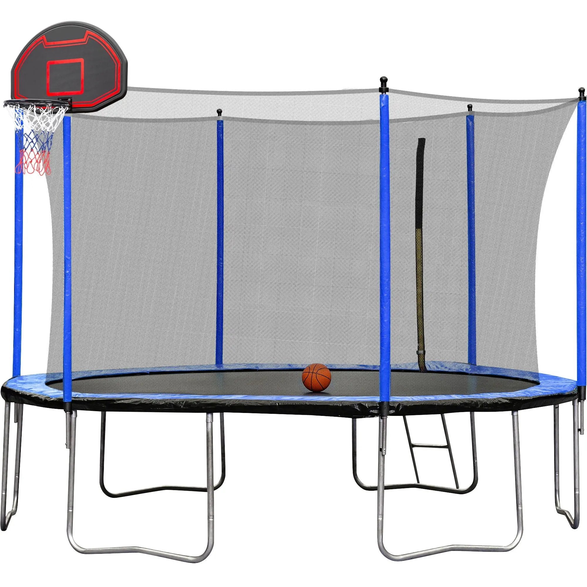 15Ft Trampoline With Basketball Hoop Inflator And Ladder (Inner Safety Enclosure) by HouseOfZazla