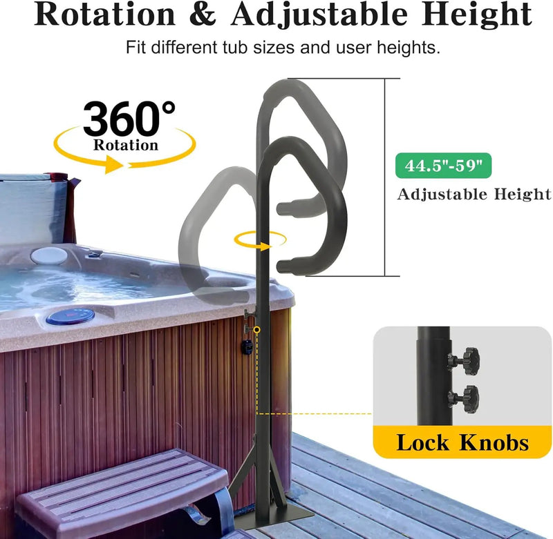 Hot Tub Handrail With Adjustable Height and 360° Swivel by HouseOfZazla