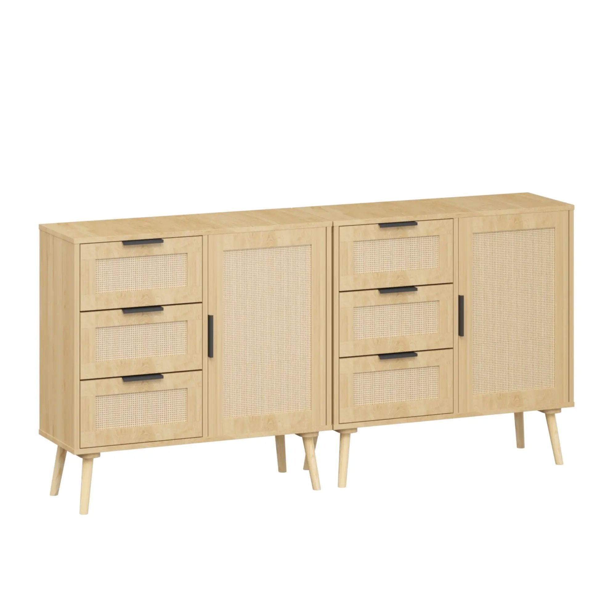Dresser With Drawers And Adjustable Shelf - Antique Natural / Rattan by Unique Piece Furniture