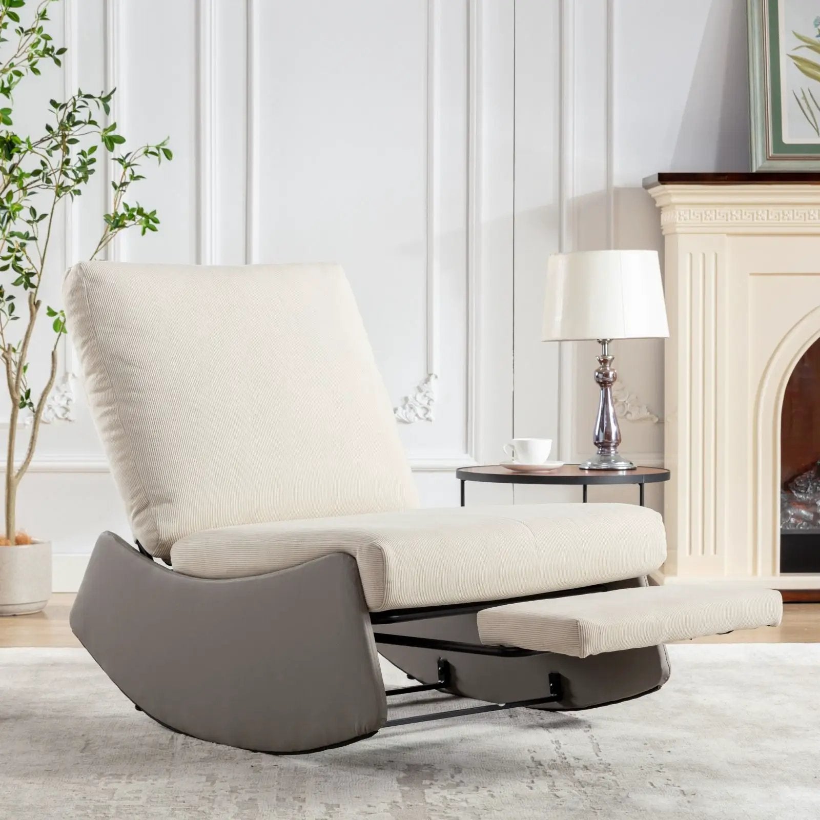 Modern Rocking Chair Recliner, Comfy Rocker Nursery Chair With Footrest, Accent Reading Chair, Upholstered Lounge Chair For Relaxing, Resting, Soft Padded Rocker For Indoor Living Room Bedroom by HouseOfZazla