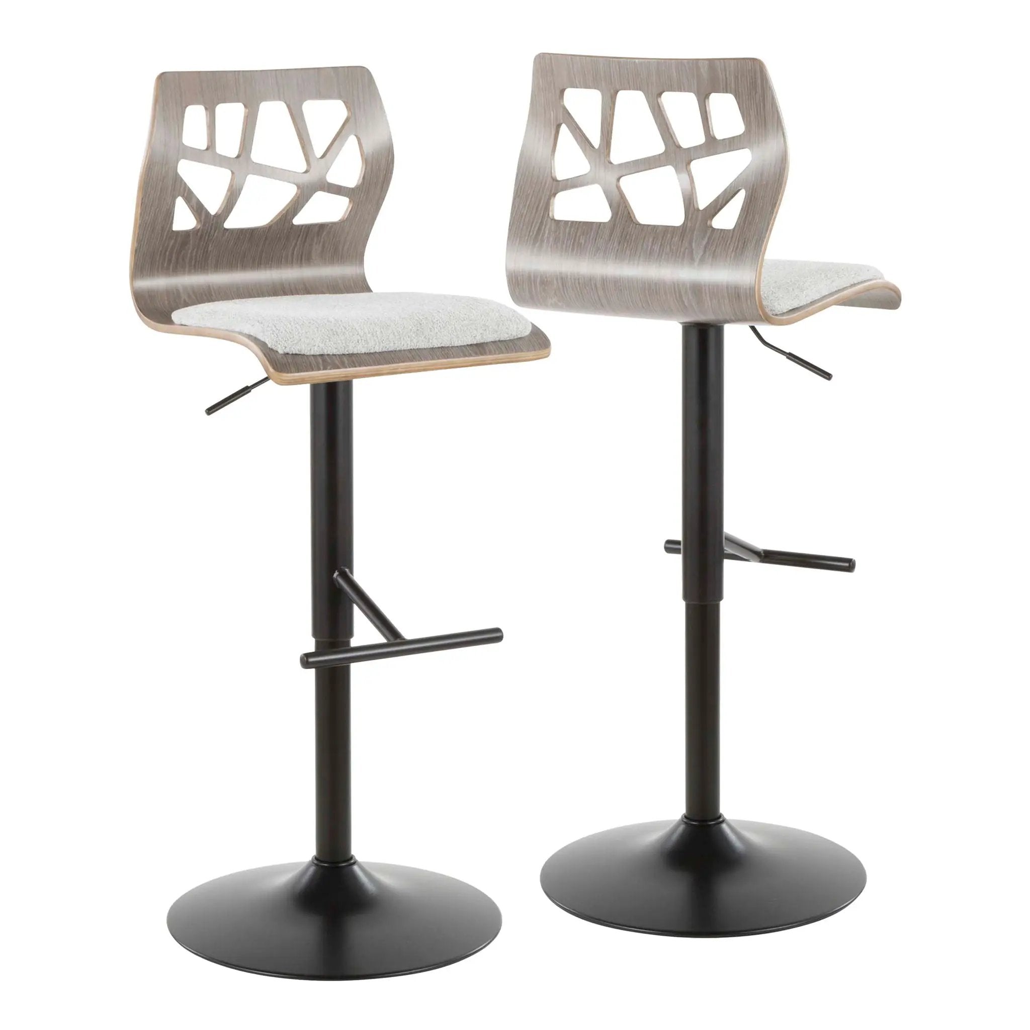 Folia - Mid Century Modern Adjustable Barstool With Swivel & Rounded T Footrest (Set of 2) by HouseOfZazla