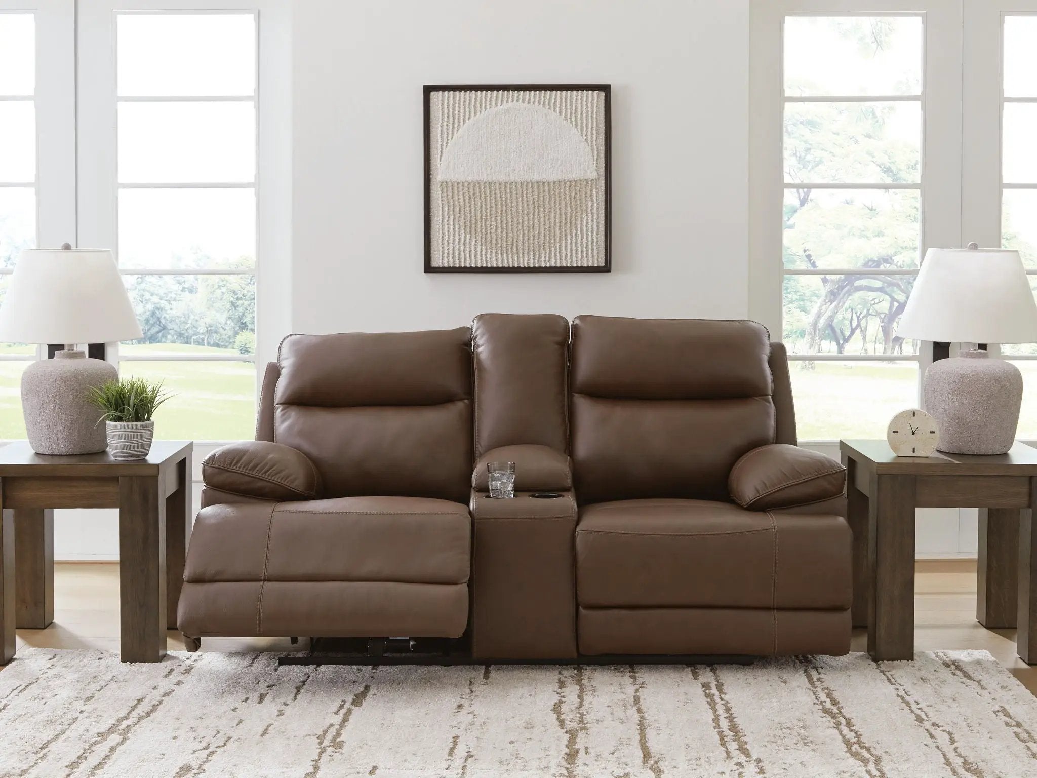 Vonryan - Power Reclining Loveseat With Console / Adj Headrest - Tobacco by Unique Piece Furniture