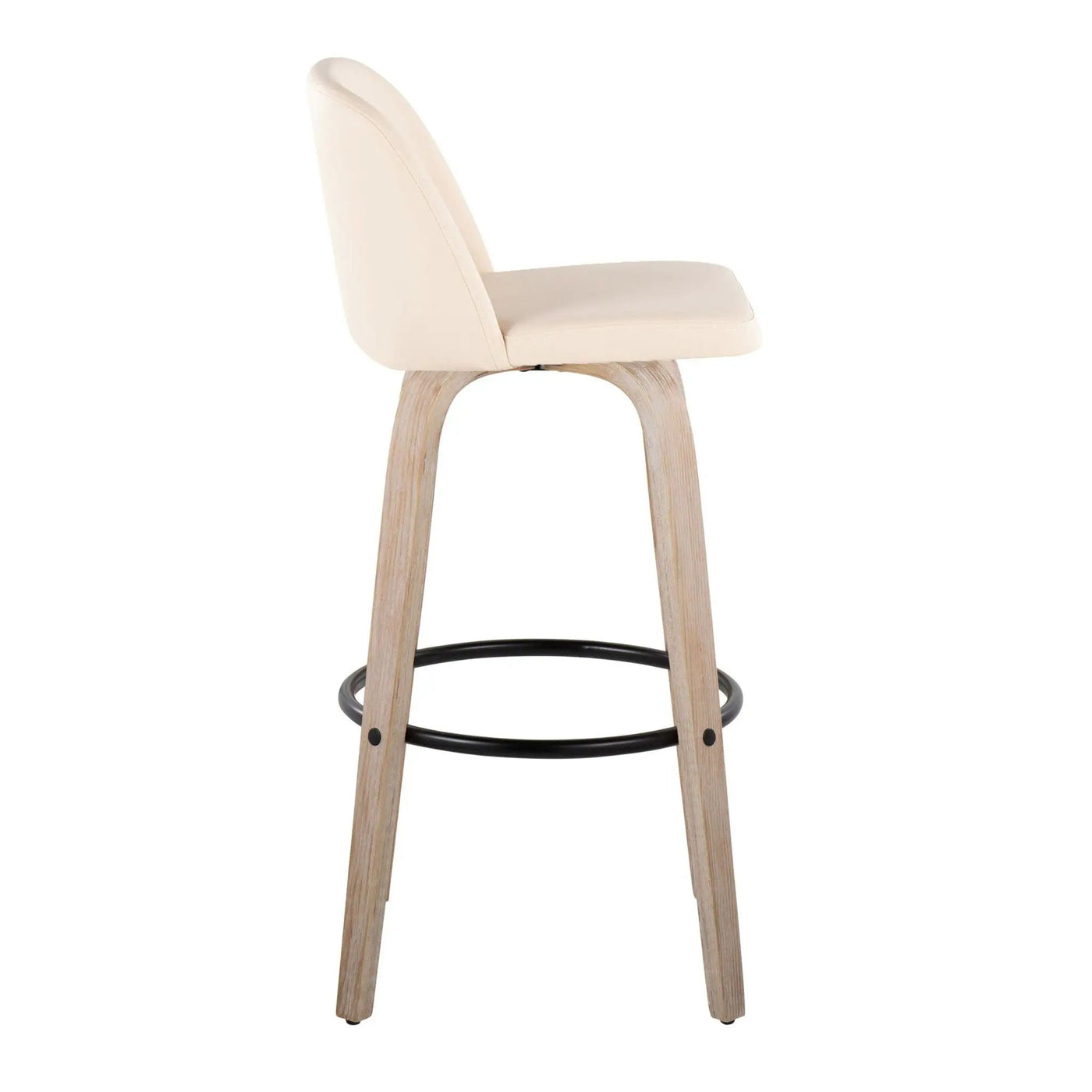 Toriano - Mid-Century Modern Fixed Height BarStool With Round Footrest (Set of 2) by HouseOfZazla