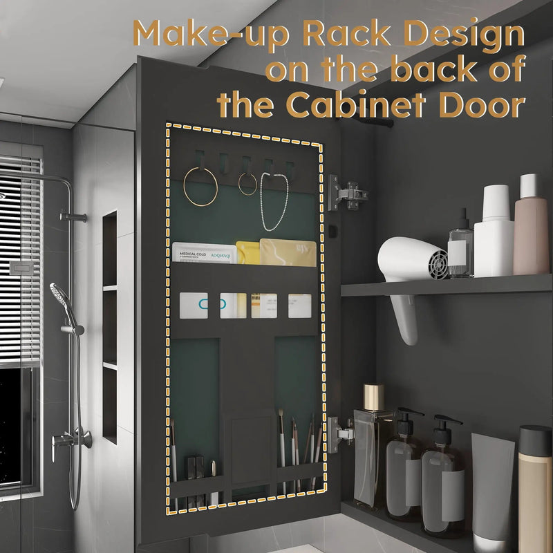 Aluminium Medicine Cabinet Mirror With LED Light And Defogging Function - Gray by Unique Piece Furniture