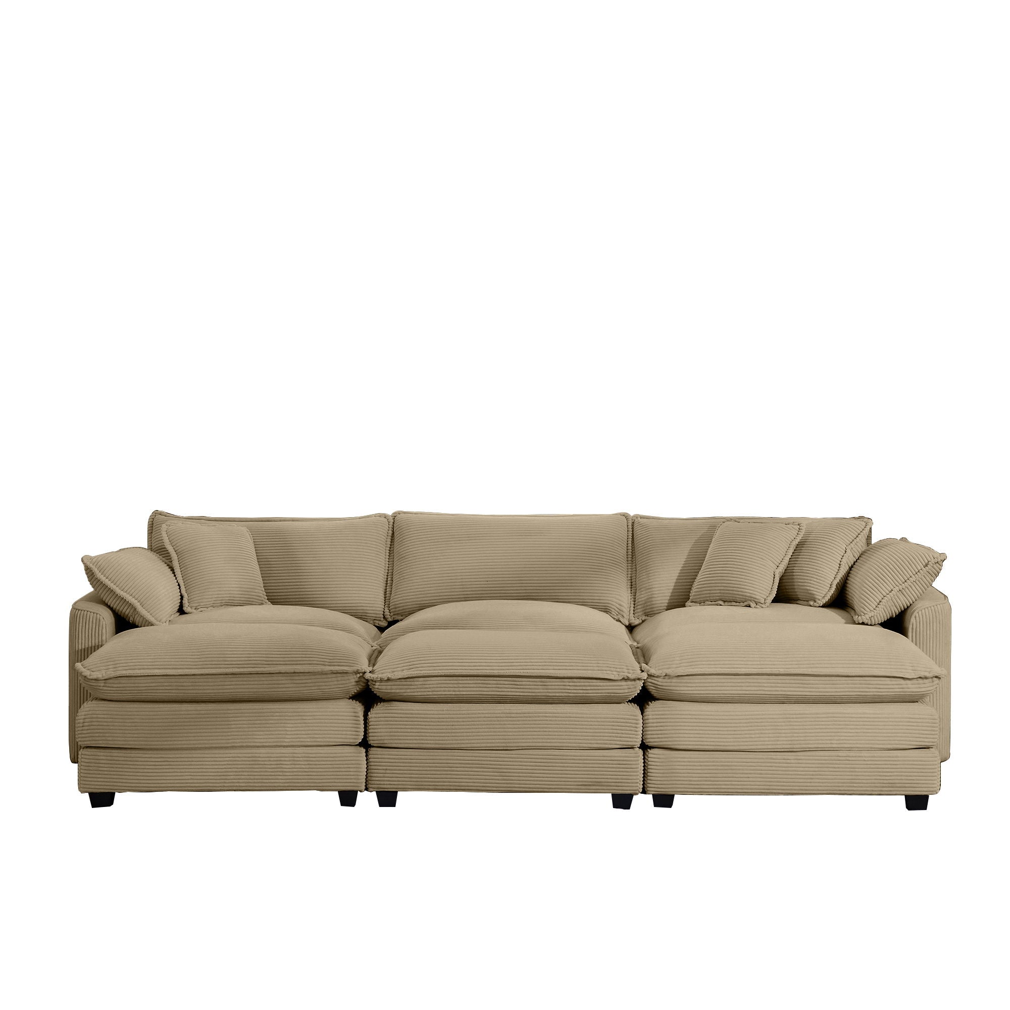 Modern Oversized Modular Cushion Sofa With Ottoman, Low Back, Deep Seating Sofa Set by Unique Piece Furniture