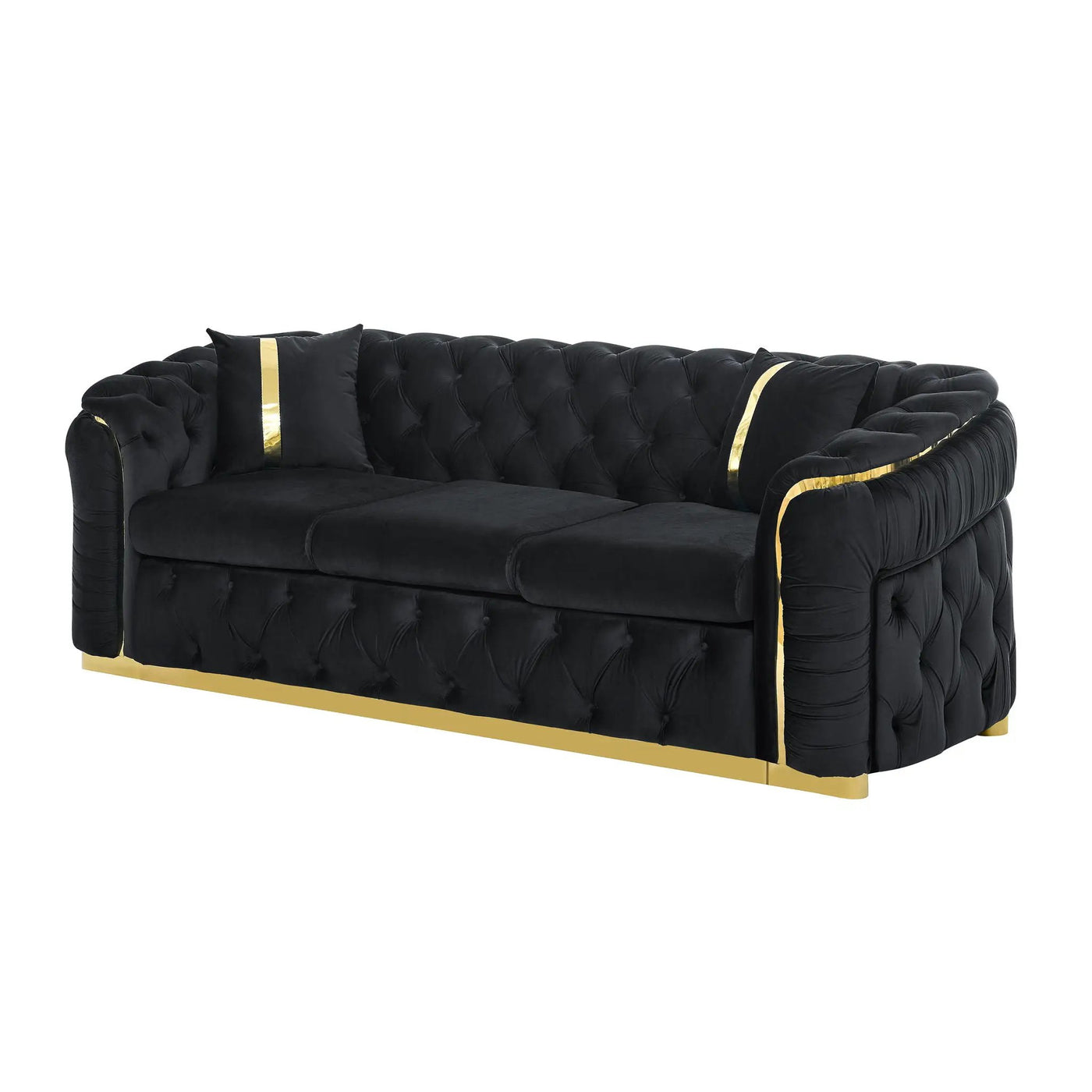 Button Tufted Couch With 2 Pillows, 3 Seater Luxury Chesterfield Sofa by HouseOfZazla