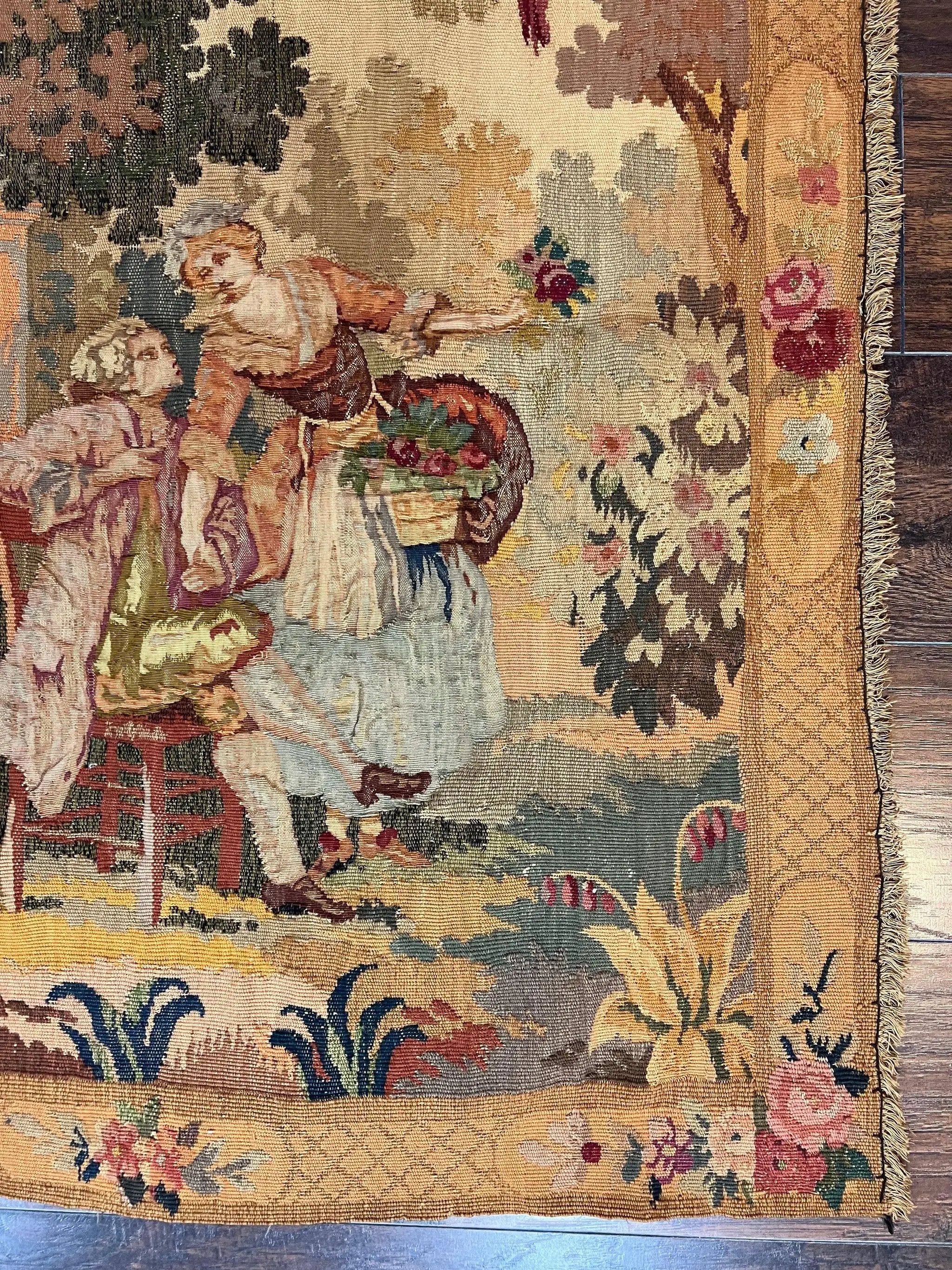 Antique Tapestry 3x4, European French Tapestry, Hand Loomed Victorian Tapestry, Vintage Wool Tapestry 3 x 4 ft by Jewel Rugs