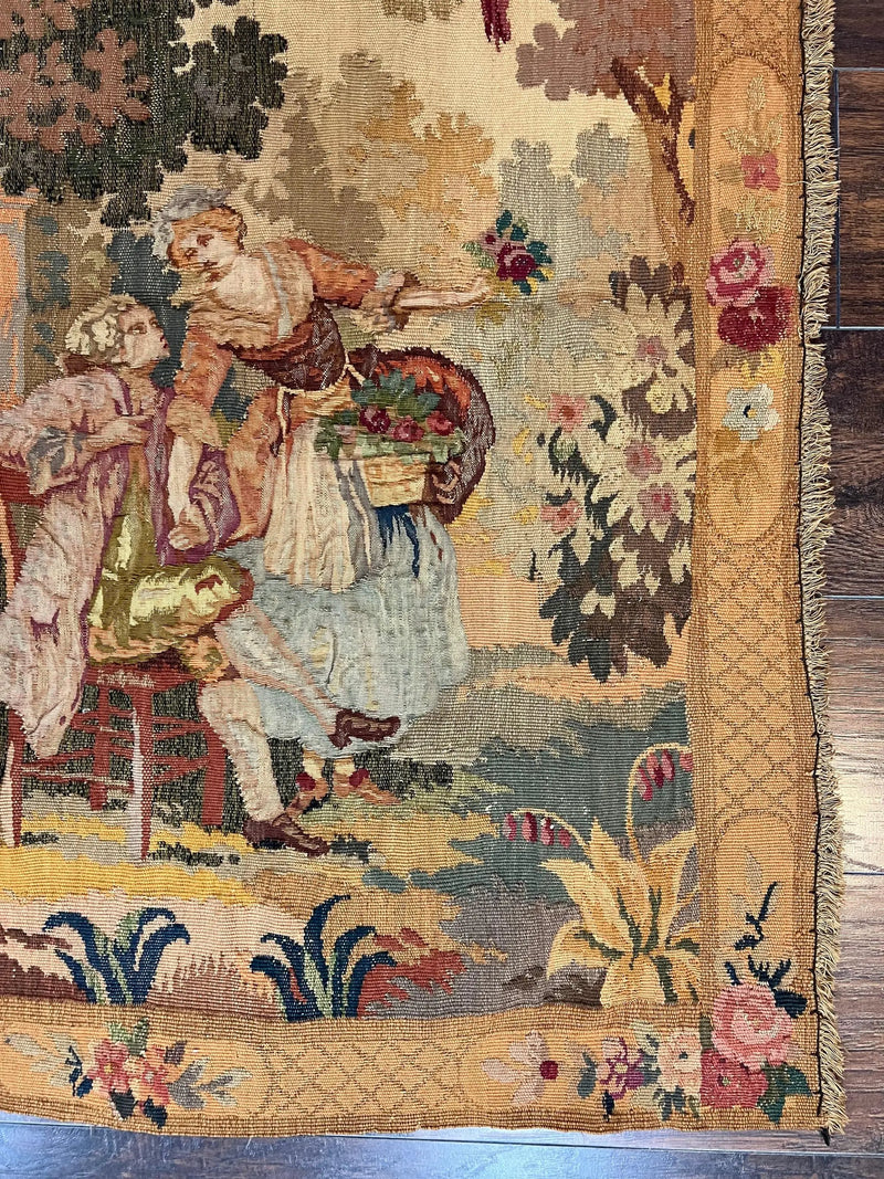 Antique Tapestry 3x4, European French Tapestry, Hand Loomed Victorian Tapestry, Vintage Wool Tapestry 3 x 4 ft by Jewel Rugs