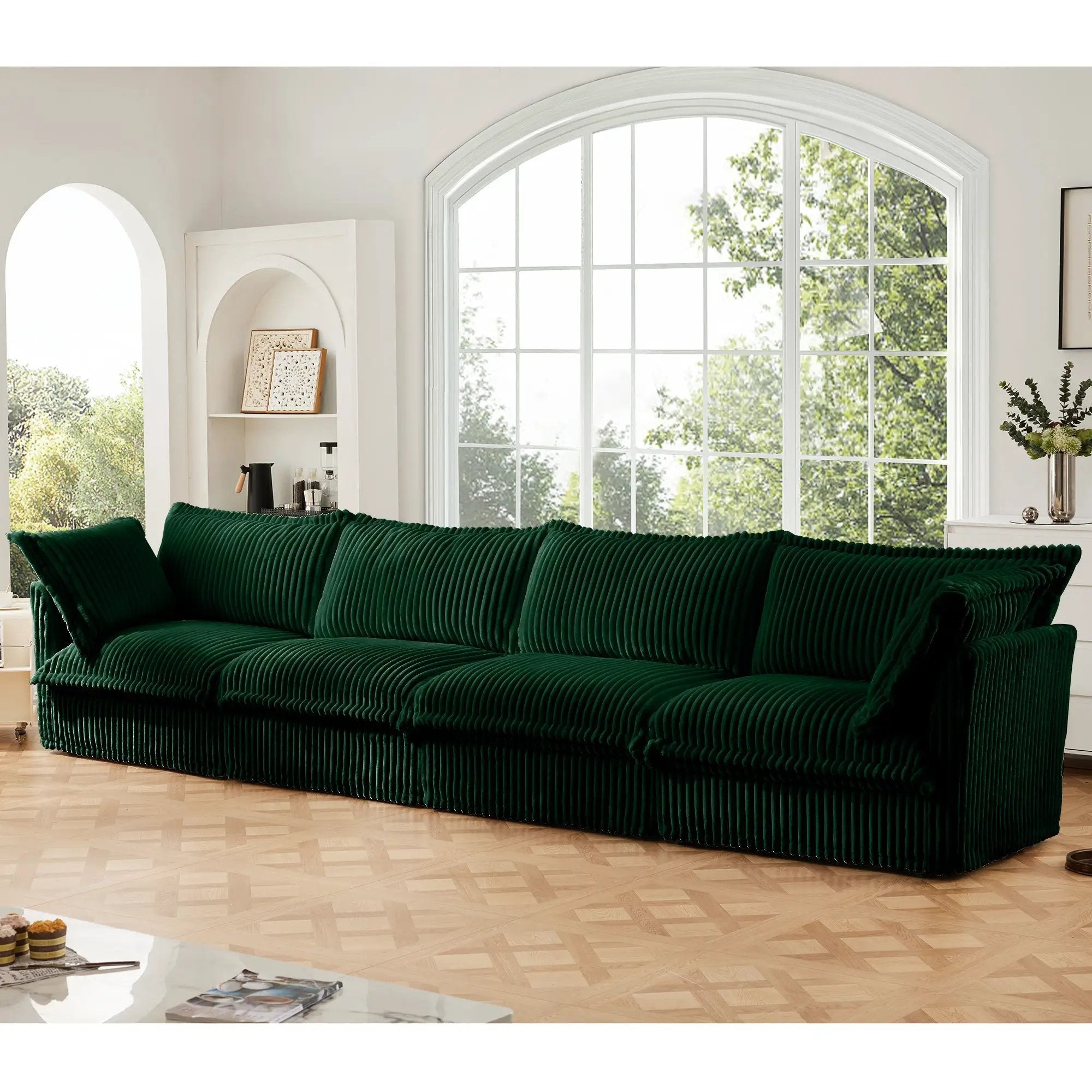 Slipcovered Long Sofa - 4 Seater Living Room Couch by HouseOfZazla