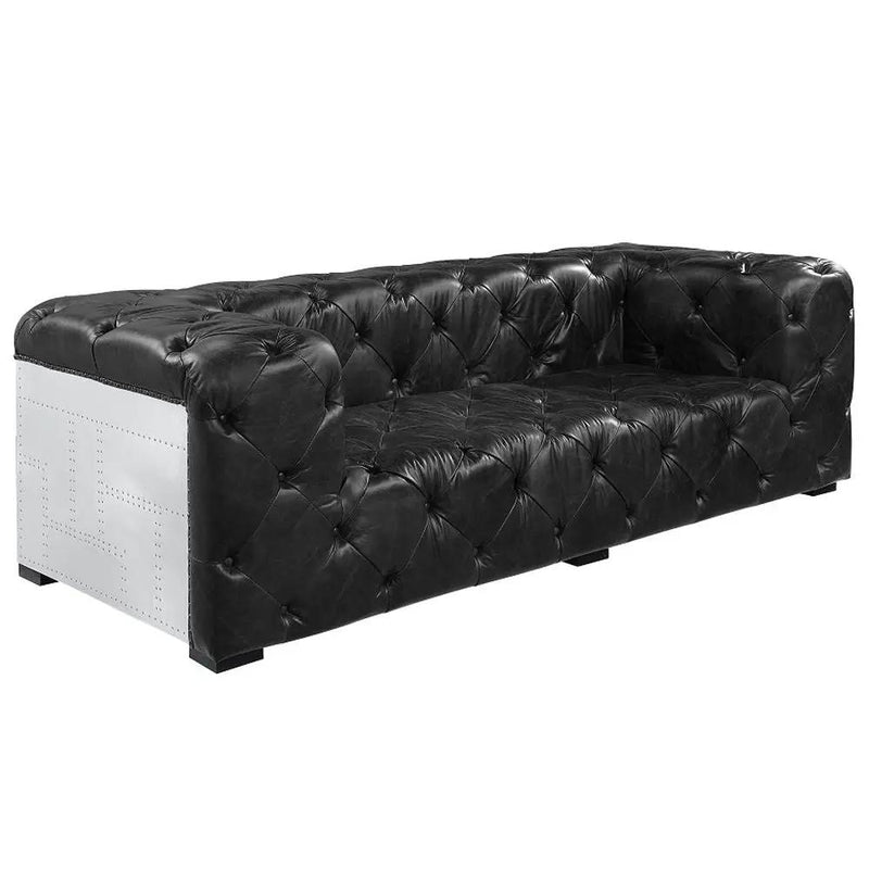 Brancaster - Sofa - Black Top Grain Leather & Aluminum by Unique Piece Furniture