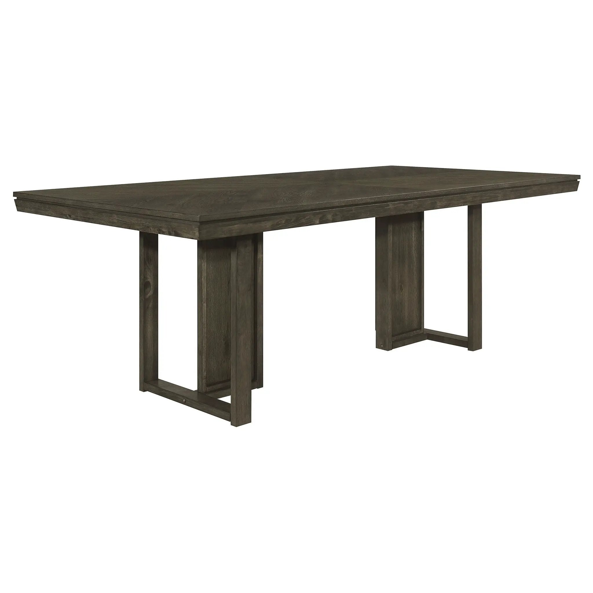 Glenmoor - Rectangular Dining Table With Geometric Double Pedestal Base - Dark Gray by HouseOfZazla