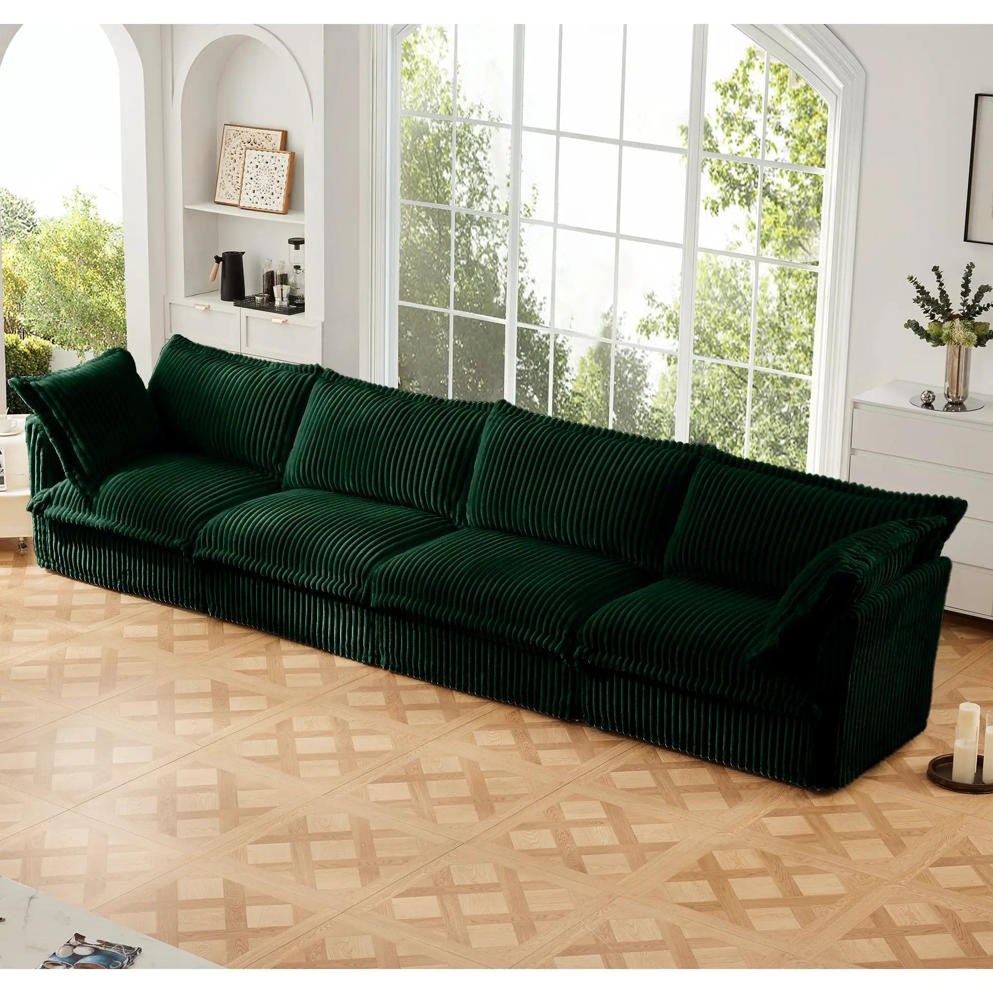 Slipcovered Long Sofa - 4 Seater Living Room Couch by HouseOfZazla