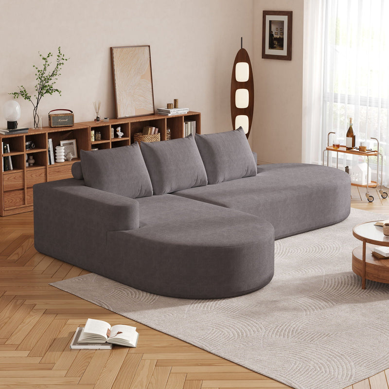Modern Curved Sofa, L-Shaped Modular Sectional Set With 3 Pillows by HouseOfZazla