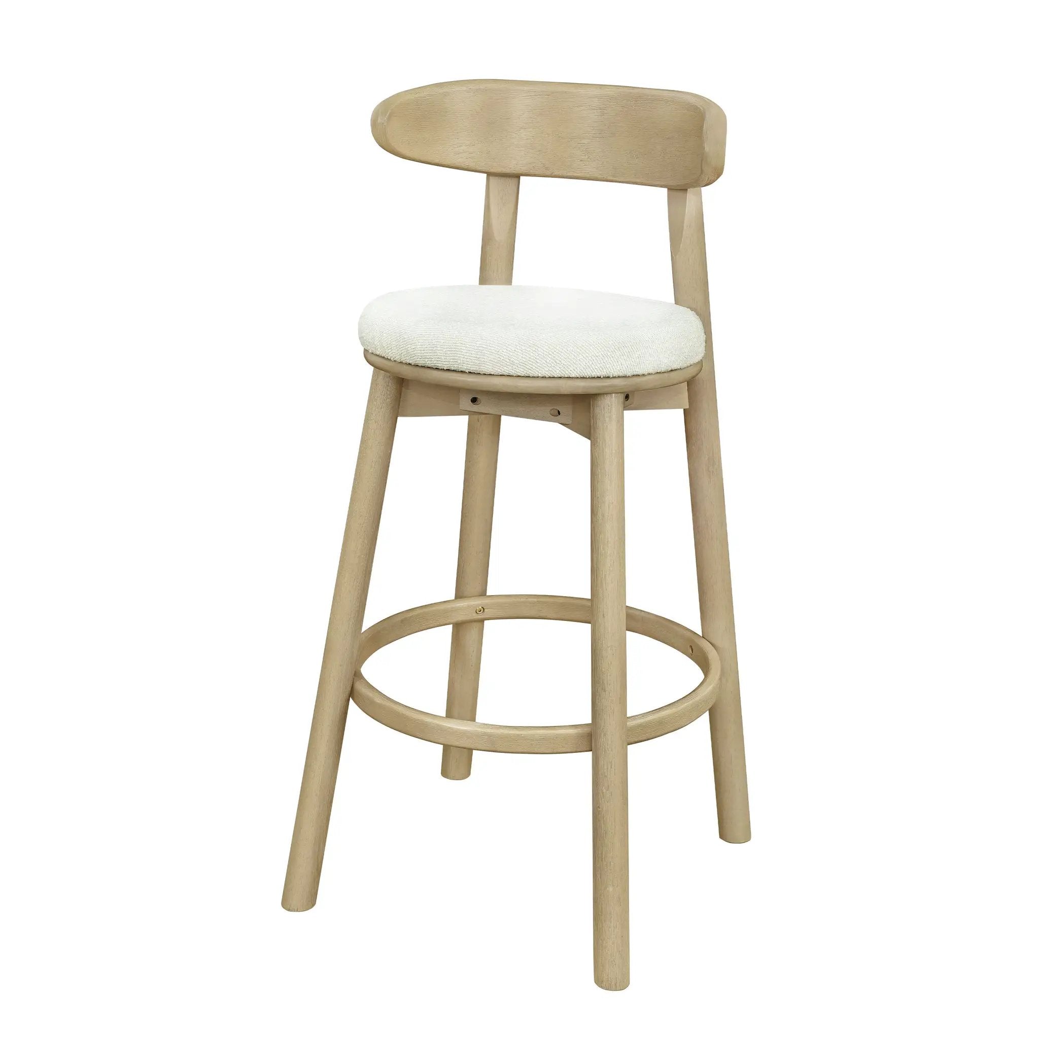 Round Cushion Bar Stools (Natural Ash + Beige) by HouseOfZazla