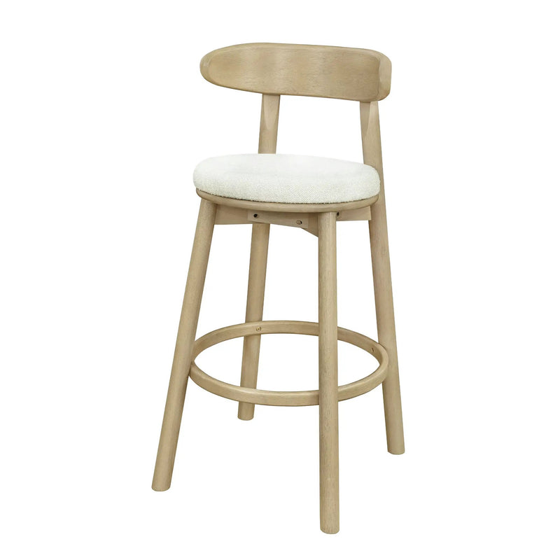 Round Cushion Bar Stools (Natural Ash + Beige) by HouseOfZazla